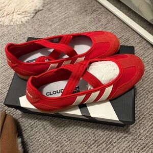 Adidas Women's Barreda Mary Jane flat Red and White Sneakers